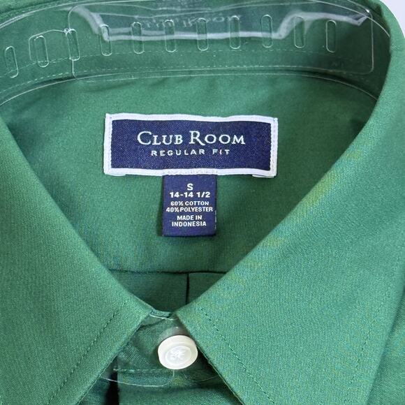 Club Room Men's Regular-Fit Dress Shirt, Evergreen Solid small neck 14-14.5 $50 - Picture 3 of 6